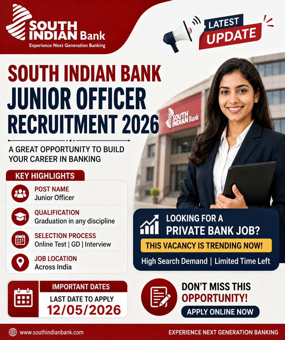 South Indian Bank Junior Officer Recruitment 2026