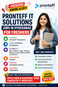 Pronteff IT Solutions jobs in hyderabad for freshers​