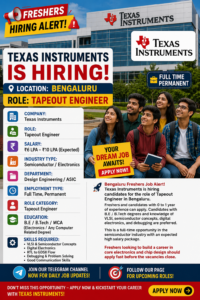 Texas instruments Company hiring Tapeout engineer role 2026