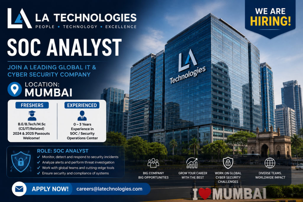 LA-Technologies hiring SOC Analyst