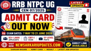 RRB NTPC UG admit card 2026